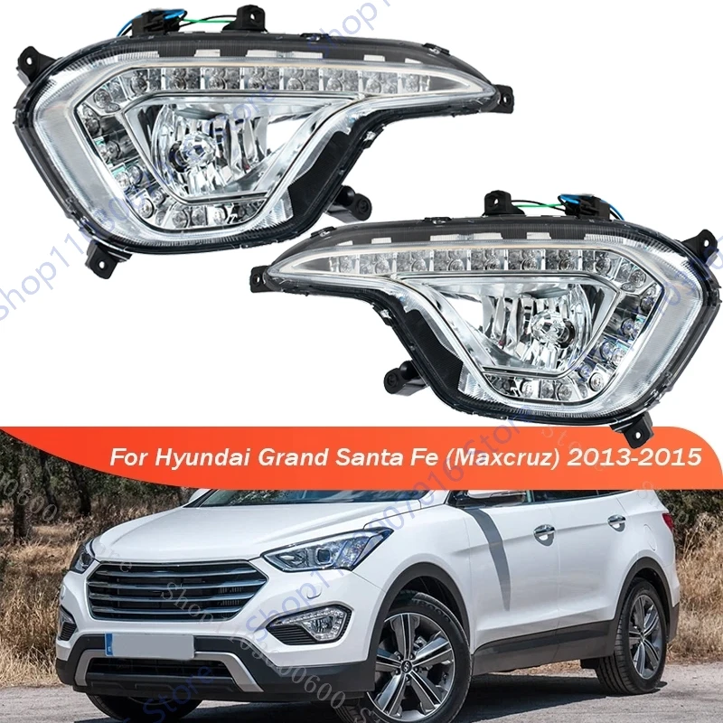 For Hyundai Grand Santa Fe SantaFe (Maxcruz) 2013-2015 Front Bumper LED DRL Daytime Running Light Fog Lamp 92201B8100 92202B8100