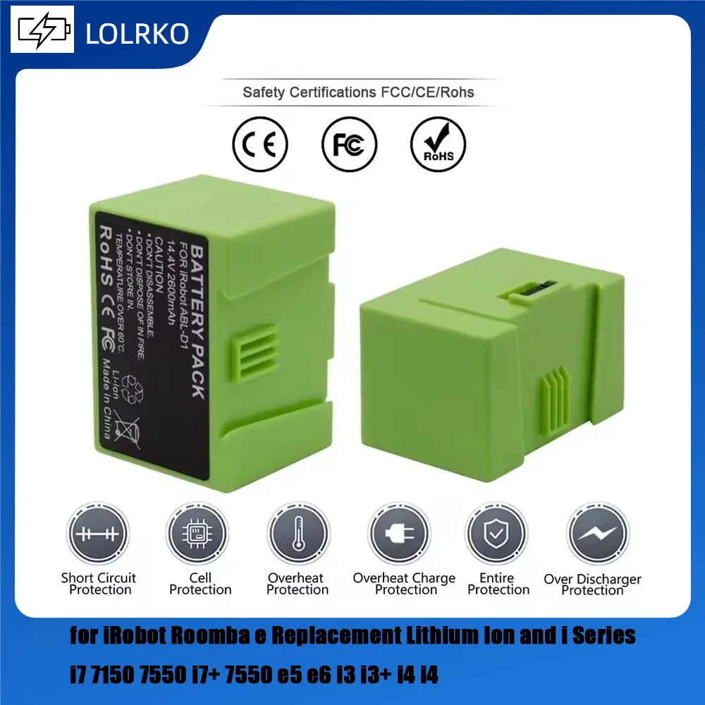 

14.4V 4000mAh i7 Battery Replacement for iRobot Roomba e and i Series i7+ e5 7150 7550 i3 3150 i3+ 3550 i4 4150 i4 Accessories