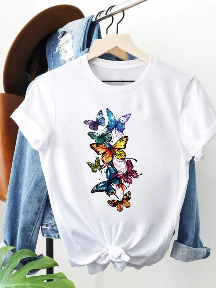 Doce flor estilo impressão camiseta gráfica impressão superior manga curta mulher casual camisetas moda roupas femininas