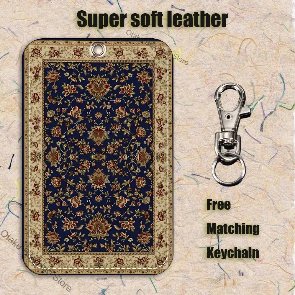 Persian Carpet Flora Holder Keychain For Bank Business Work Card Holder Student Card Protective Case Bus Card