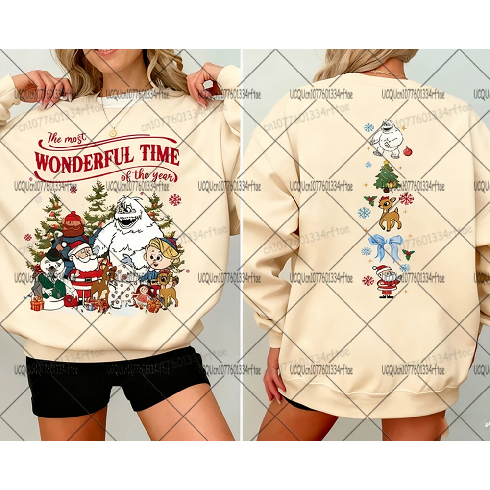 레드 노즈 순록 루돌프 후드티 여성용 남성용 90년대 빈티지 크리스마스 영화 후드티 겨울 오버사이즈 크리스마스 스웨트셔츠