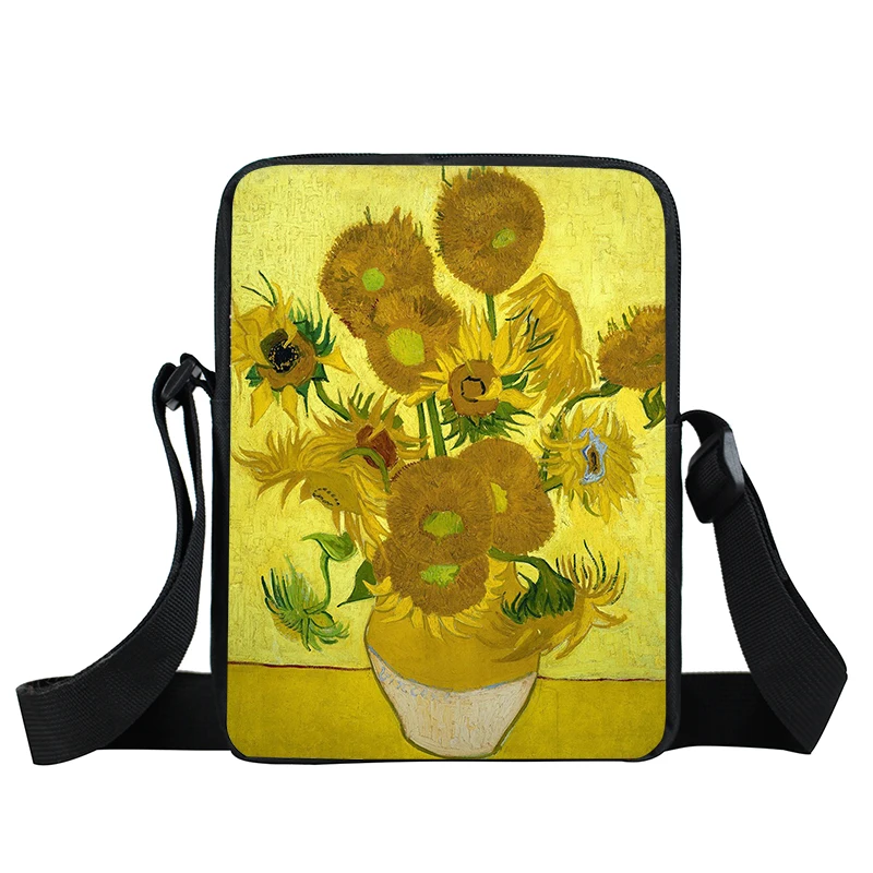 Van Gogh Oil Painting Women Handbag Blossoming Almond Tree / Cafe In Arles Shoulder Cross Bags for Travel Ladies Messenger Bag