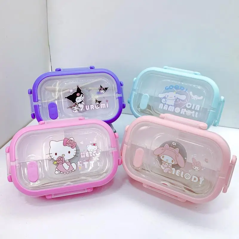 

Girly Heart Cinnamoroll Hello Kitty Anime Kawaii Sanrio Ins Portable Lunch Box Cute Cartoon Kuromi Sealed Crisper Case Gifts