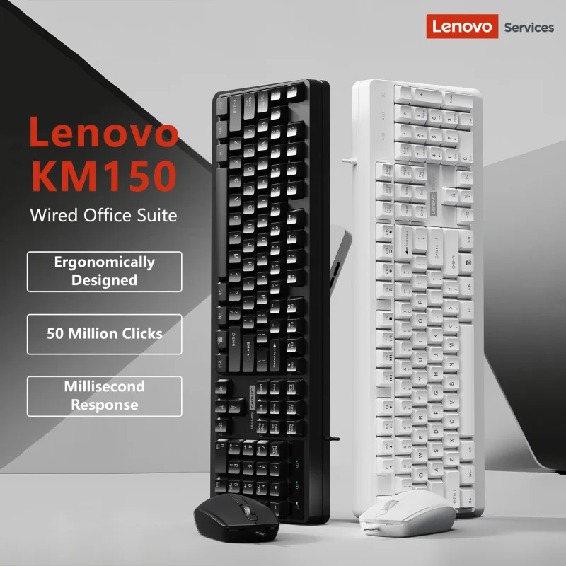

Для LenovoWired Keyboard Office Suite-104Key Cross-Platform Совместимость, Стабильная передача, Классический Черный, Для игр и офиса