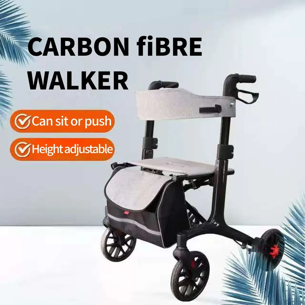 Lightweight Foldable Shopping Cart Manual Walking Rollator for Elderly & Handicapped Leg Training Chair for Travelling