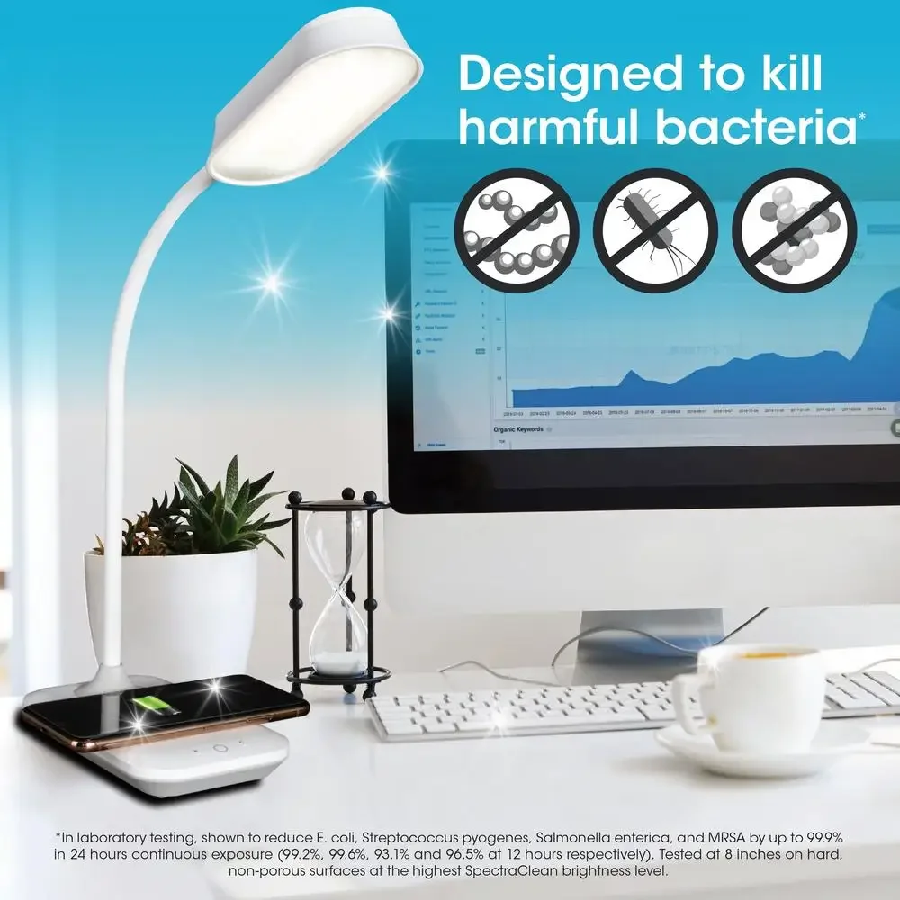 Sanitizing Desk Lamp with Wireless Charging SpectraClean  Eye-Friendly Adjustable Height