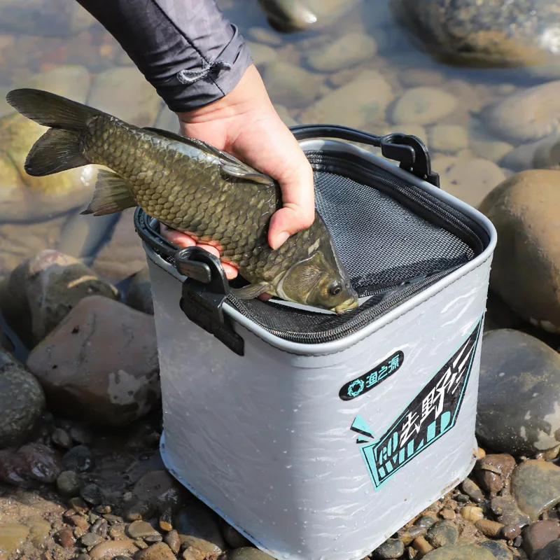 دلو طعم السمك المباشر السميك القابل للطي من مادة EVA: منظم أدوات محمول متعدد الوظائف مقاوم للماء للتخييم في الهواء الطلق #2