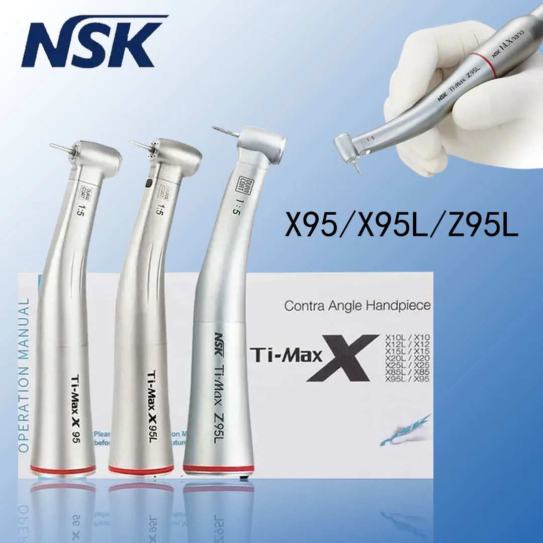 

NSK 1:5 Dental Contra Angle Handpiece Push Button Increase Speed Handpiece Mini Head Ti Max X95L Inner Water Spray Red Ring