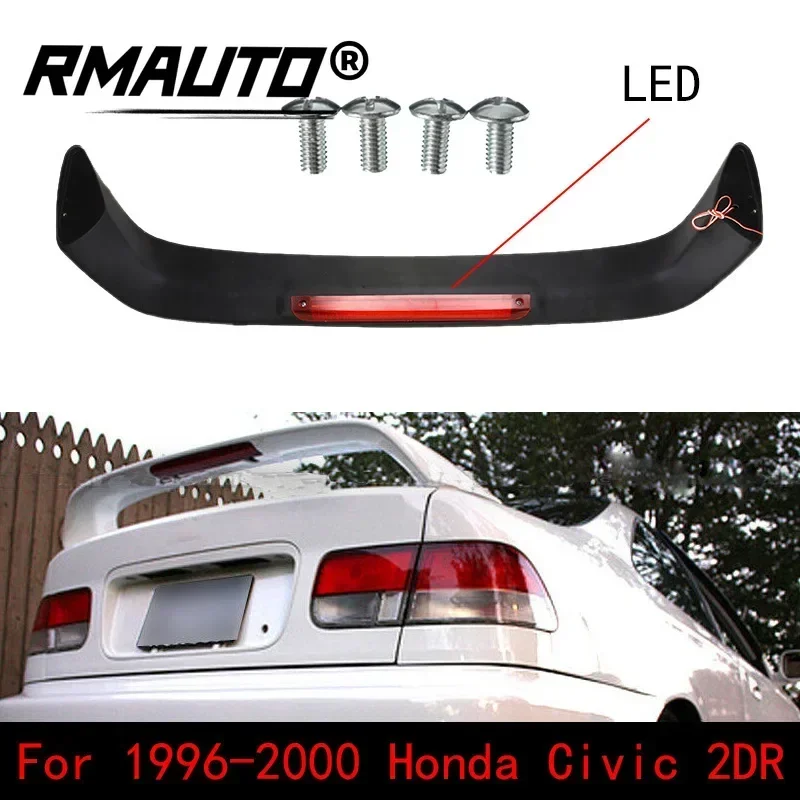 RMAUTO Car Rear Trunk Spoiler Wing JDM Style with LED Brake Light Lamp For Honda Civic 2DR Coupe 1996-2000 Car Accessories