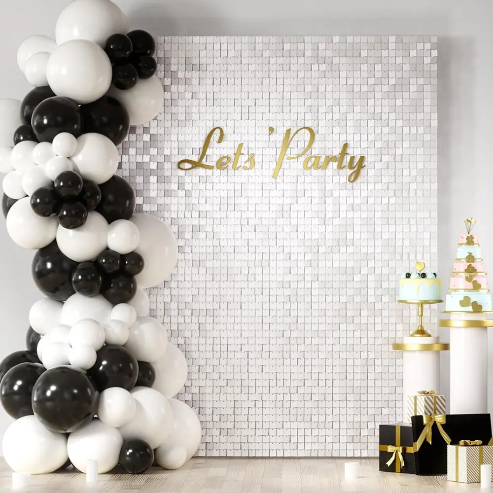 12 stuks licht goud glans muur achtergrond helder champagne goud vierkante pailletten achtergrond panelen voor verjaardag jubileum bruiloft deco - afbeelding 1