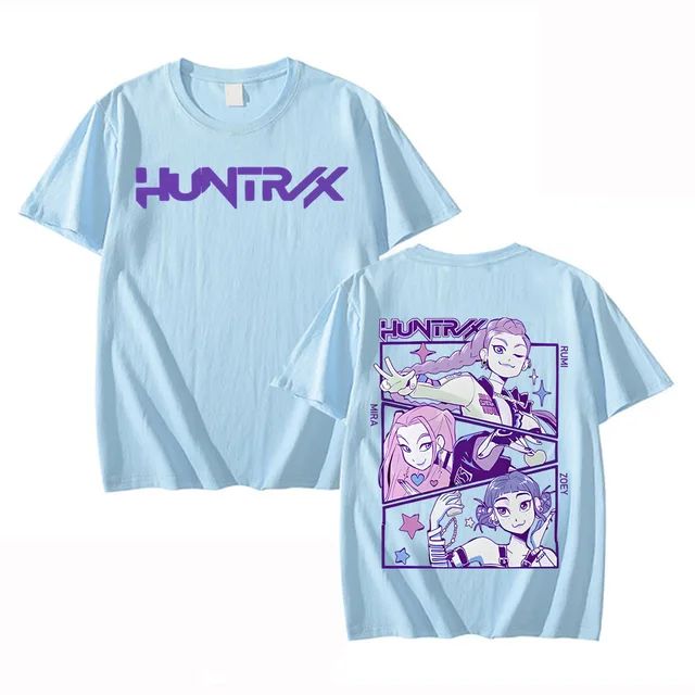 T-shirt Demon Hunters Huntrix Logo - Merch Kpop Unisexe Streetwear En Coton 100% - Col Rond Manches Courtes - 2