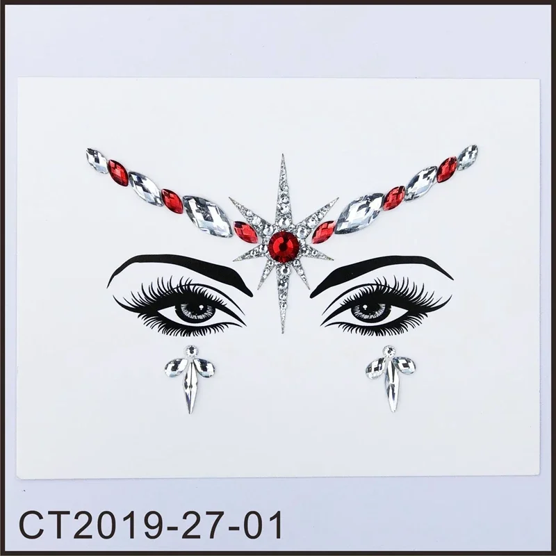 3D Sexy Face Tattoo Stickers Face Decoration Temporary Tattoo Glitter Fake Tattoo Rhinestones Woman Party Face Eyes Jewels Tatoo