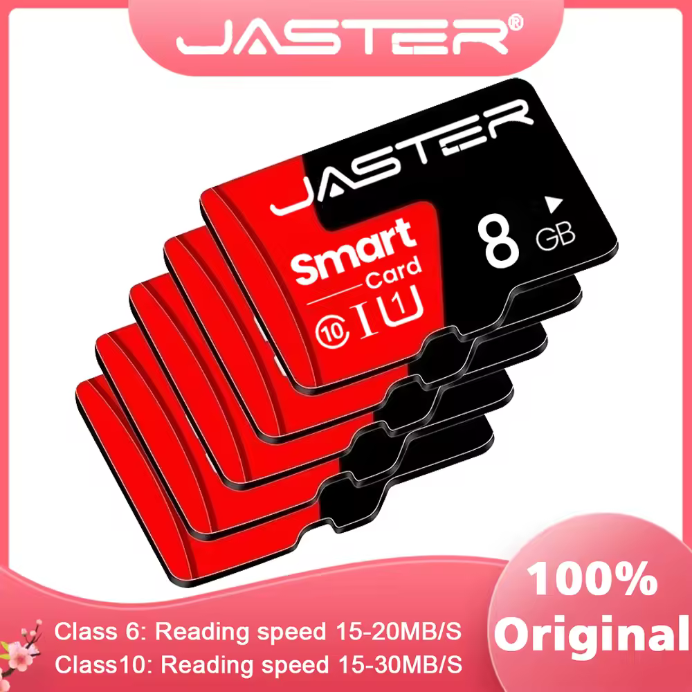 Tarjeta Mini SD JASTER, 4GB, 8GB, 16GB, Clase 6, capacidad Real, 32GB de memoria, tarjeta SD inteligente de alta velocidad, TF, roja, adecuada para cámara