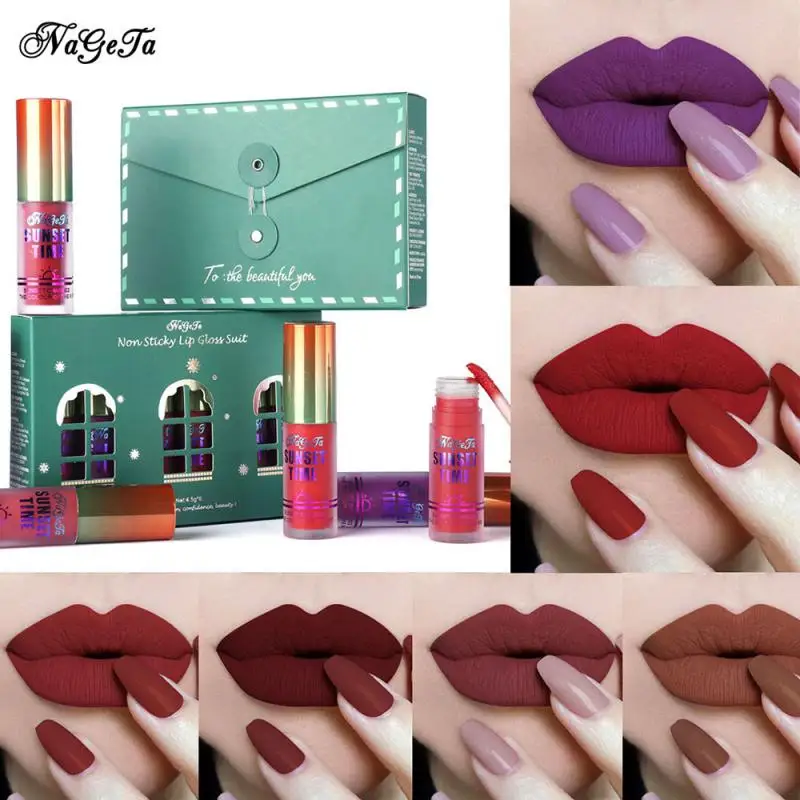 Weihnachten Limited Edition 6 Farben sexy Frauen Lippenstift wasserdicht langlebige matte Antihaft-Tasse Lip gloss Make-up Maquiagem