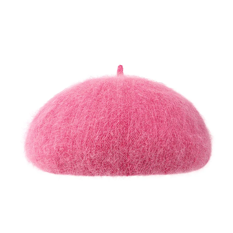 

Beret Women Hat Rabbit Fur Knit Autumn Winter Solid Color Warm Cap Accessory For Outdoor Holiday Cold Weather