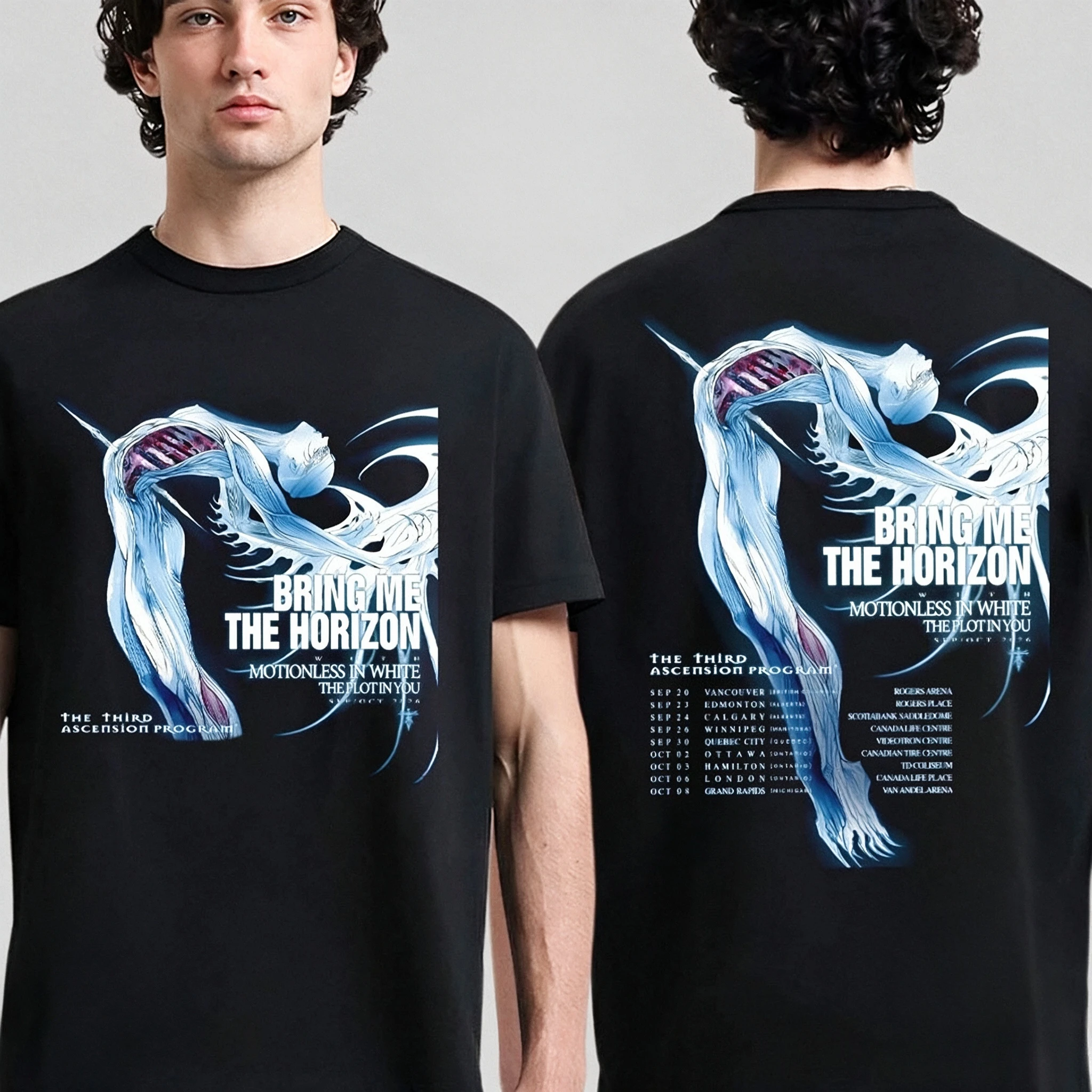 BMTH Bring Me The Horizon Third Ascension Tour T-shirt 2026 Back Tour Dates Print Unisex Oversized Metalcore Fan Short Sleeve