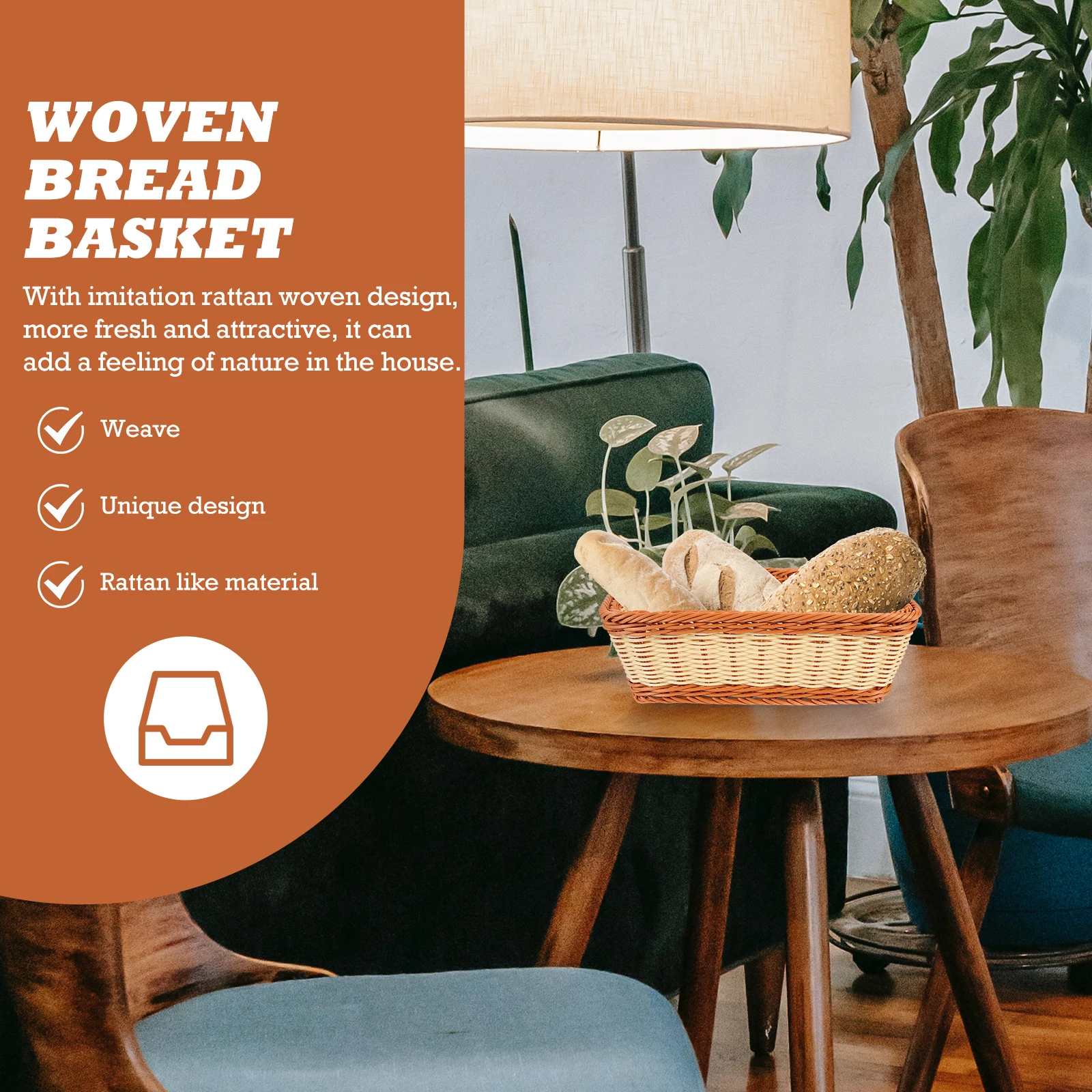 

Egg Woven Bread Basket Hampers for Plastic Rattan Baskets Table Storage Kitchen