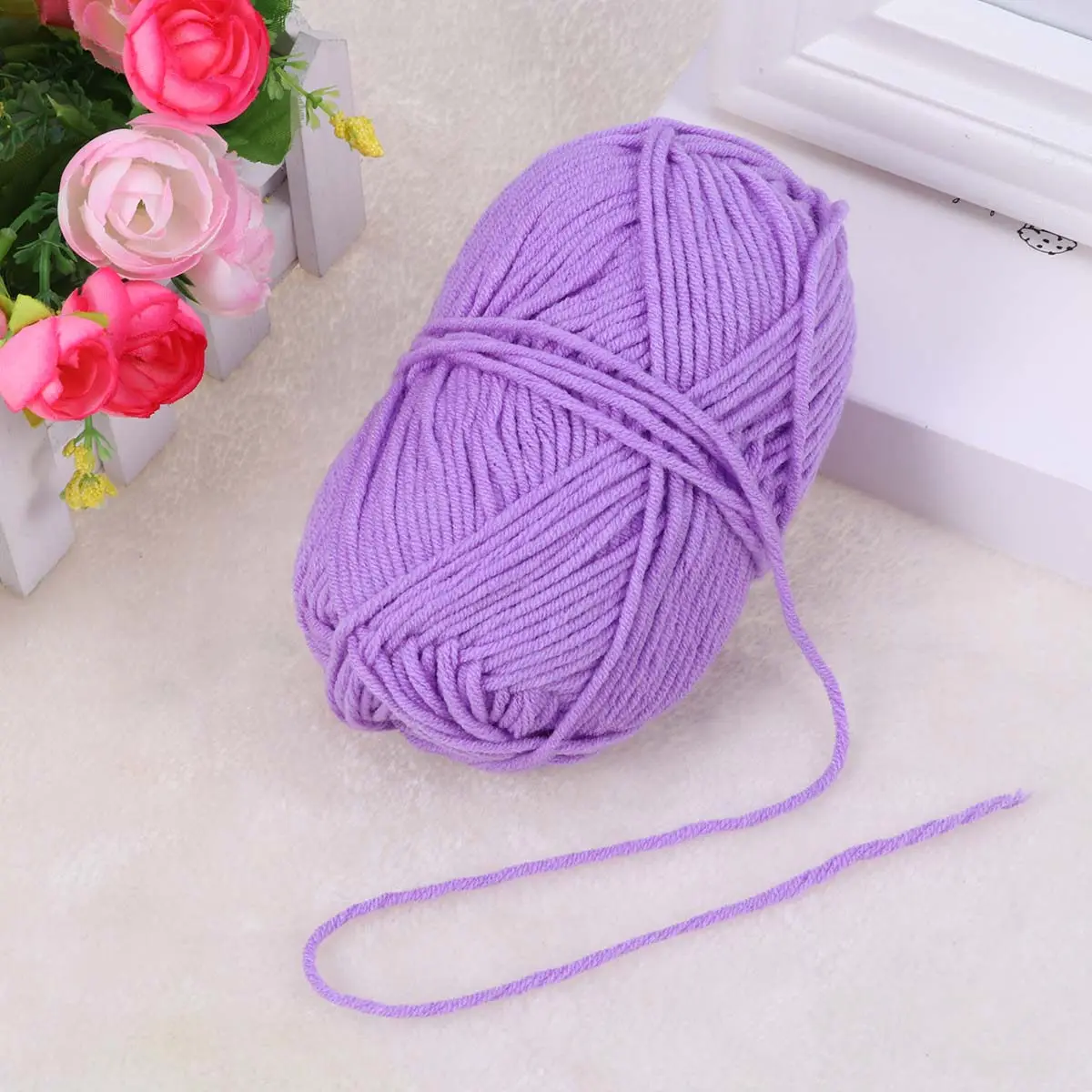 Milk Cotton Yarn 50G Light Purple Soft Warm Worsted Weight for Sweaters Hats Scarves Knitting Crochet Wool Yarn DIY Accessories