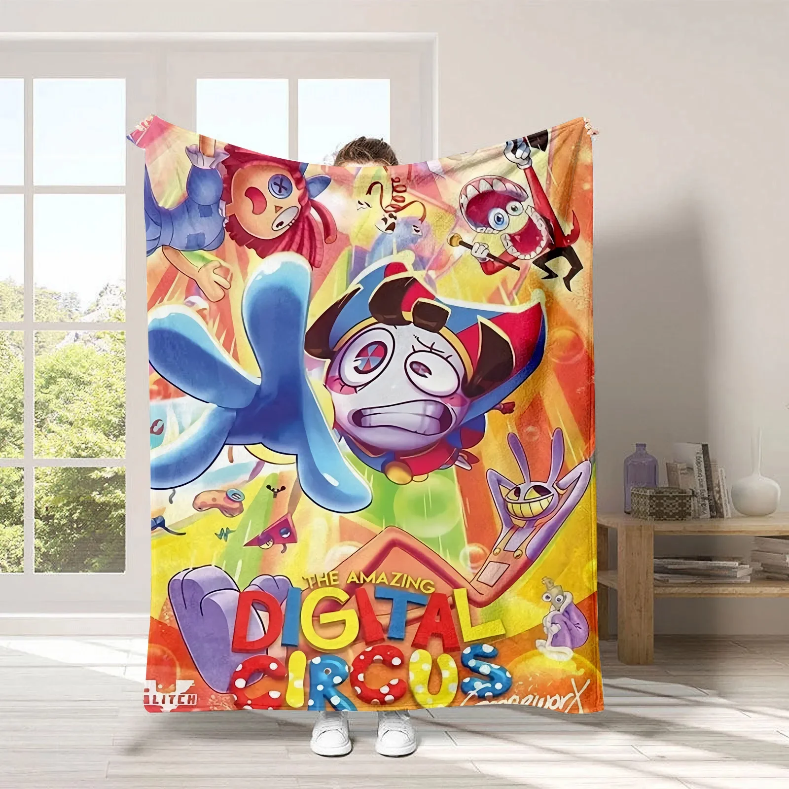 

Cartoon Game THE AMAZING DIGITAL CIRCUS Fashion Simple Soft Home Blanket Digital Circus Trendy Office Flow Printed Blanket