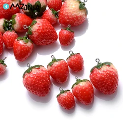 5pcs Strawberry Resin Pendant Charms Fruit Fashion Pendant DIY Earrings Jewelry Accessories