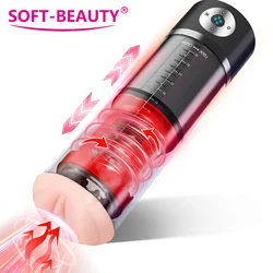 Automatic Male Masturbation Cup Erection Training Vibrators Sucking Machine Rotation Telescopic Sex Toys For Men Penis Exercise