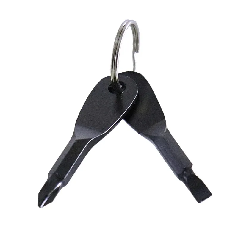1 set of stainless steel mini EDC multifunctional screwdriver, key shape slotted screwdriver, keychain pocket repair