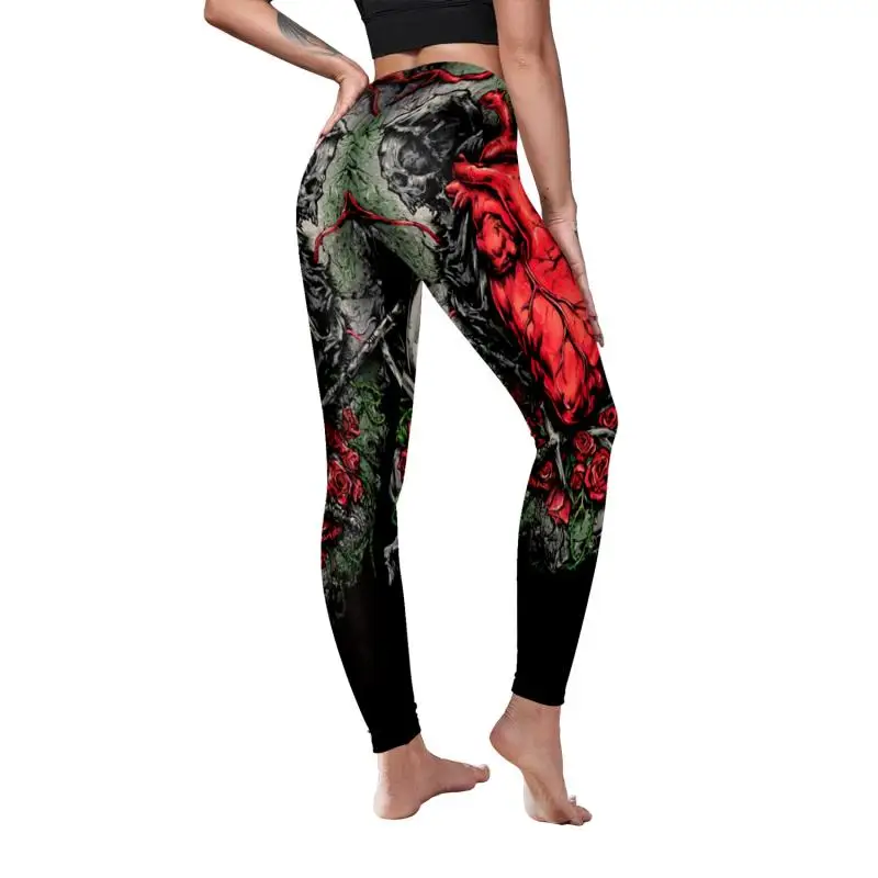 Nadanbao Leggings mit Spinnennetz-Skelett-Print, Halloween-Party, Damenhose, Sommerhose mit mittlerer Taille, weibliche Fitness-Sportstrumpfhose – Detail 13