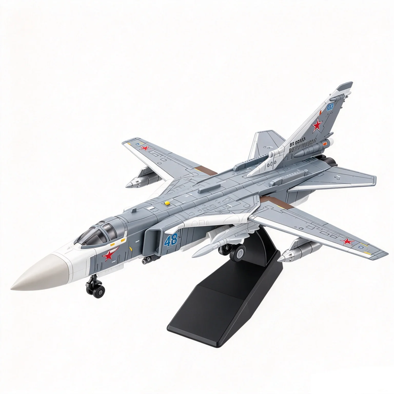 1/72 Su-24 Fencer Plastic Assembly Model Russian Fighter Jet Open Cockpit & Detachable Missiles ABS Aircraft Kit Gift