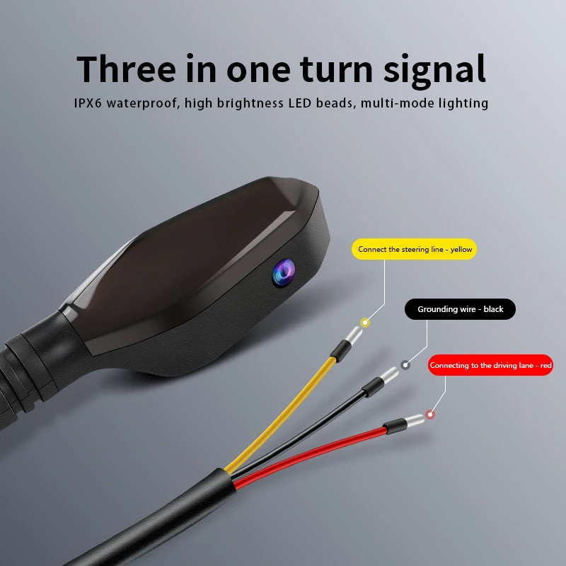 2pcs Universal Motorcycle LED Turn Signal Lamp Colorful Projection Lamp Sequential Flowing Flash Indicator Lights Running Light