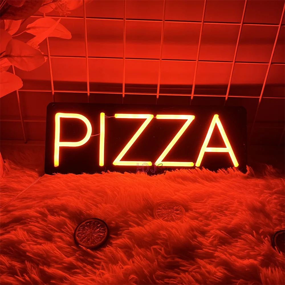 Pizza LED Neon Sign Food LED Light Signs Pizza Restaurant Shop Decoration Neon Lignts Lamps Wall Room Decor