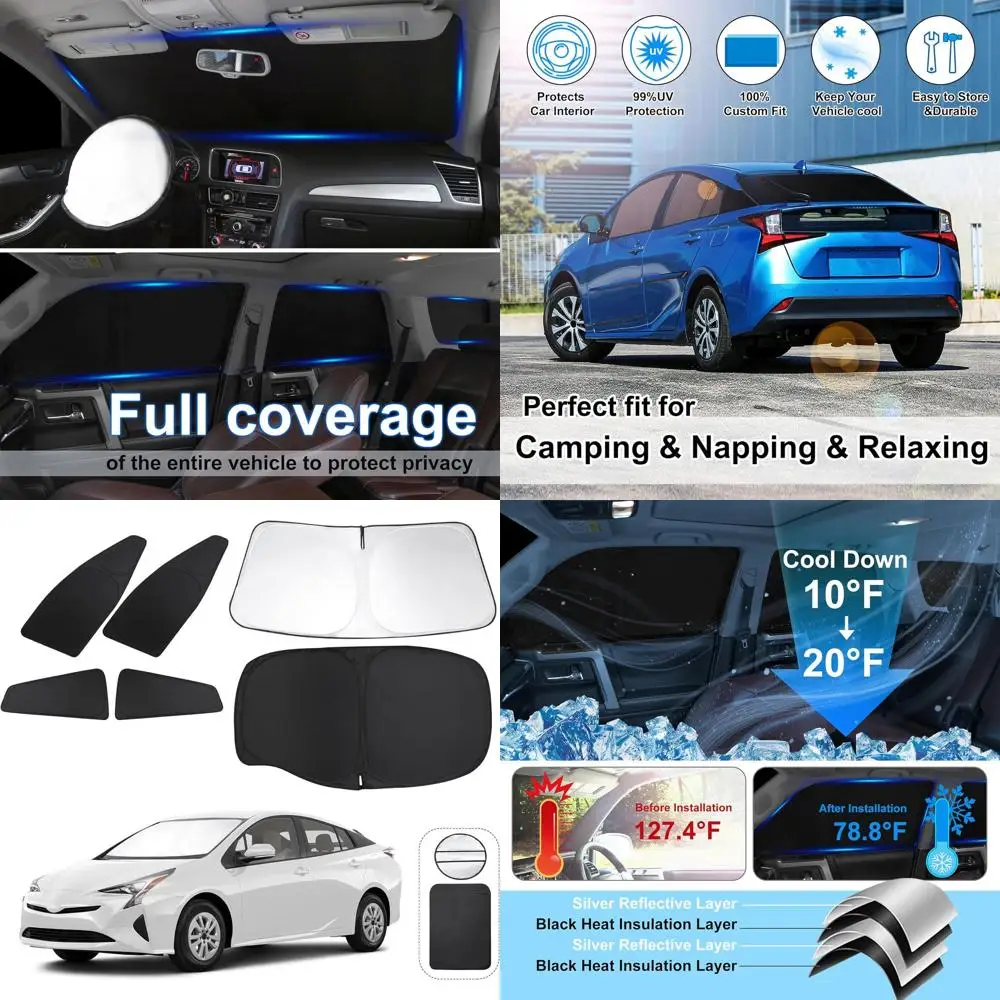 

Полноценные солнцезащитные козырьки для Prius Hatchback на 2016-2022 годы, защита от ультрафиолета, конфиденциальность, набор из 6 предметов
