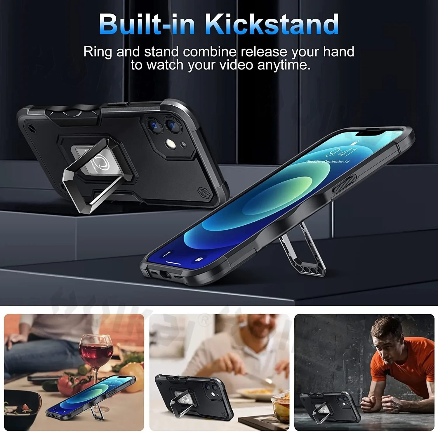 Case For iPhone 16 Pro Max 16 Plus 15 Pro 15 14 13 12 11 Shockproof Camera Protective Kickstand Holder Built-in Magnetic Covers