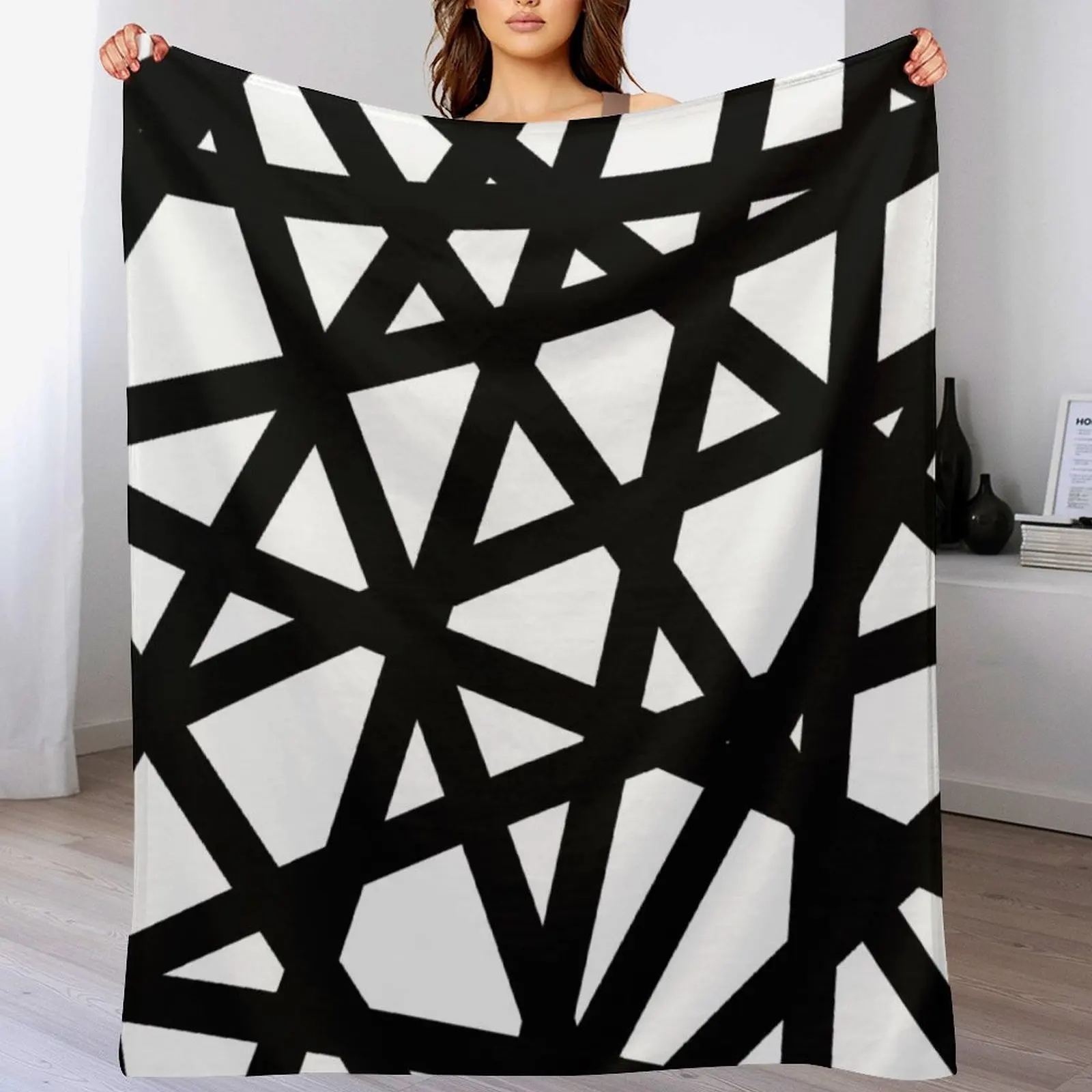 

Black and White Geometric Throw Blanket Ultra Soft Flannel Fleece Blanket for All Seasons