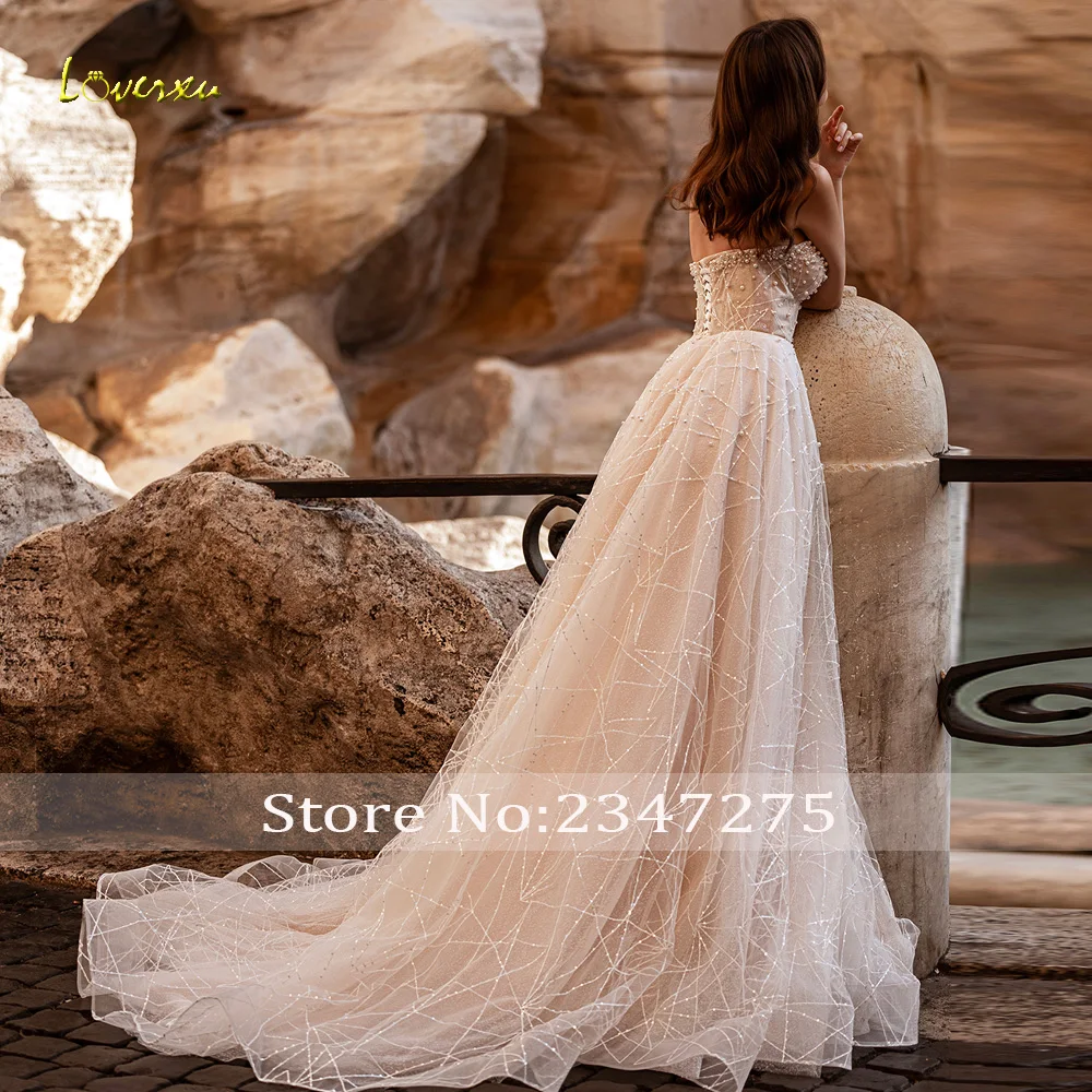 Loverxu A-Line Luxury Wedding Dresses 2024 Strapless With Jacket Vestido De Novia Lace Beaded Embroidery Stunning Robe De Mariee