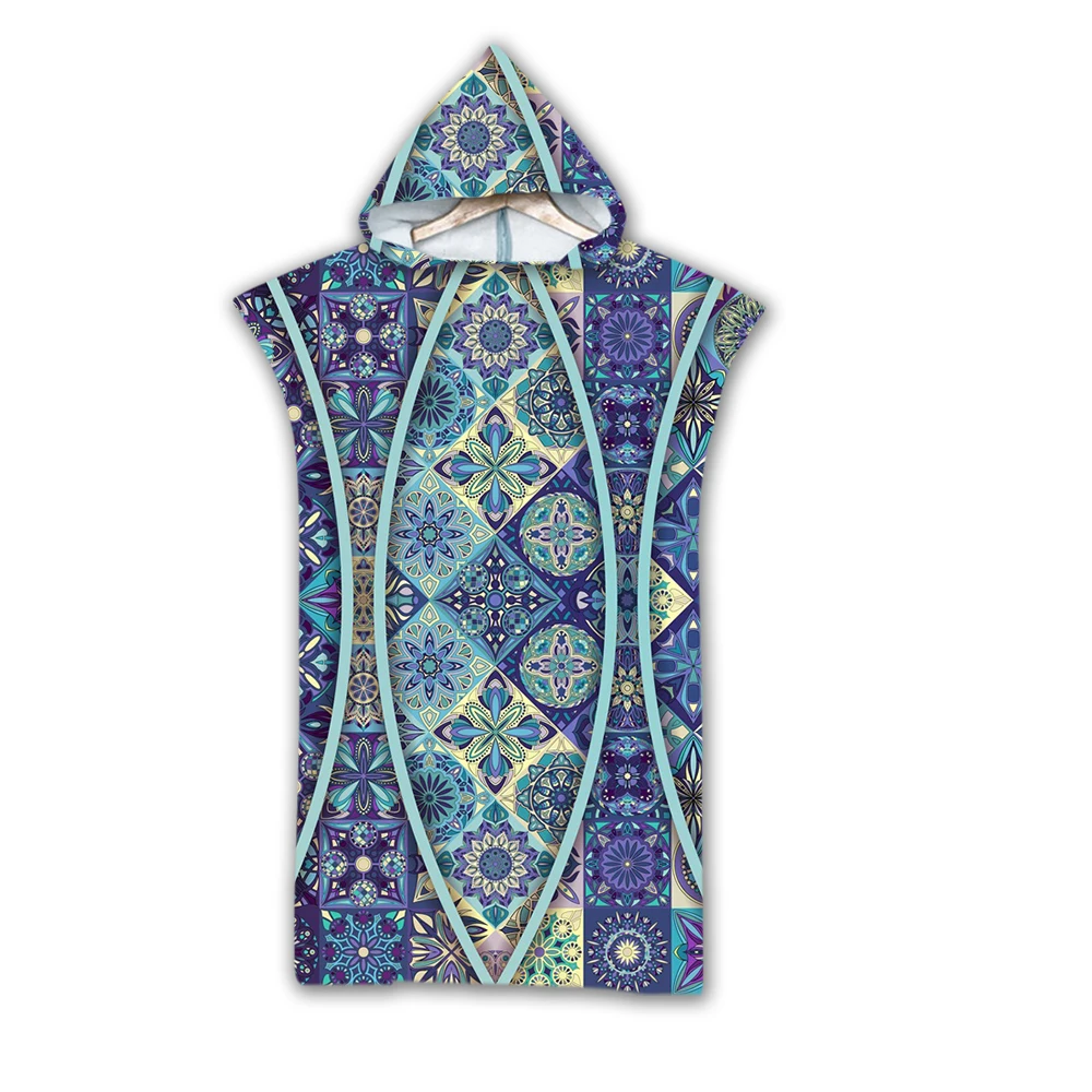 

Bohemian Mandala Mosaic Hooded Beach Poncho Towel for Men and Women,Surf Swim Changing Robe,Adult and Kid,Gift,Drop Shipping