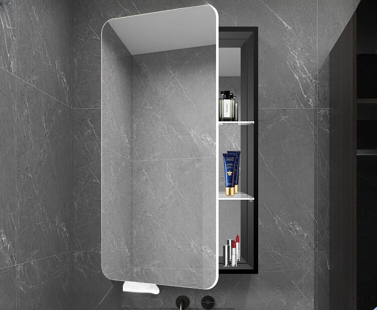 Small-sized bathroom mirror cabinet wall-mounted upper wall separate bathroom washstand space aluminium storage storage.