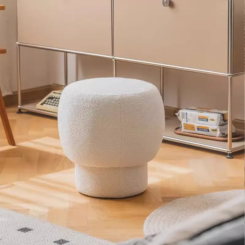 Nordic Shoe Changing Ottomans Simple Mushroom Household Makeup Dressing Ottomans Round Flannel Living Furniture Taburetek XYDZ