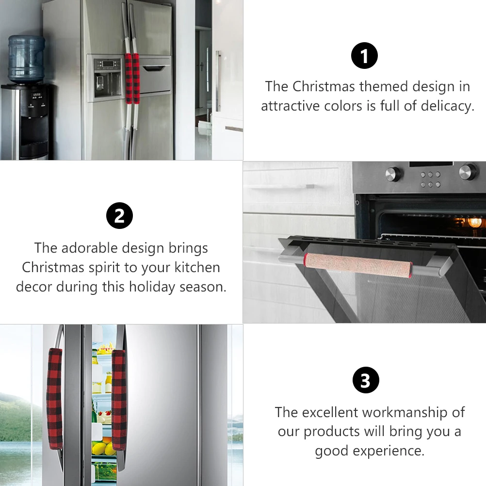 

Christmas Knob Covers Refrigerator Microwave Handle Gloves Decor Food Cloth Door