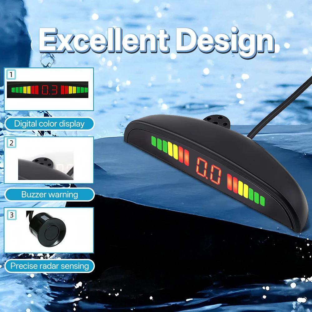 SINOVCLE LED نظام استشعار مواقف السيارات الخلفية باركترونيك رصد عرض النسخ الاحتياطي الجرس 4 أجهزة الاستشعار 22 مللي متر 12 فولت
