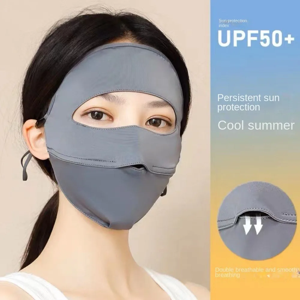 Anti-UV Ice Silk Mask Full Face Sun Protection Riding Face Mask Breathable Outdoor Sports Face Cover Scarf Face Veil