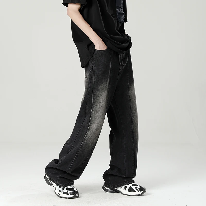 Jean Hipster pour hommes, personnalité, Style américain, drapé, pleine longueur, Streetwear avancé, pantalon en Denim Hip Hop, automne