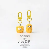 Fun Simulation 3D Large Eye Cheese Keychain Cute Weird Backpack Cheese Pendant Accessories Cartoon Hanging Decorations Resin Mat