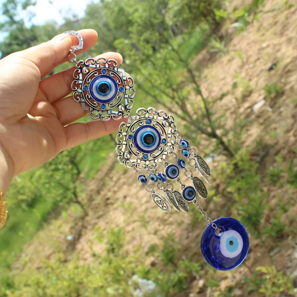 

Evil Eye Wall Hanging Blue Glass Eye Charm Alloy Pendant Protection Decor for Home Office Hanging Decorations Gifts