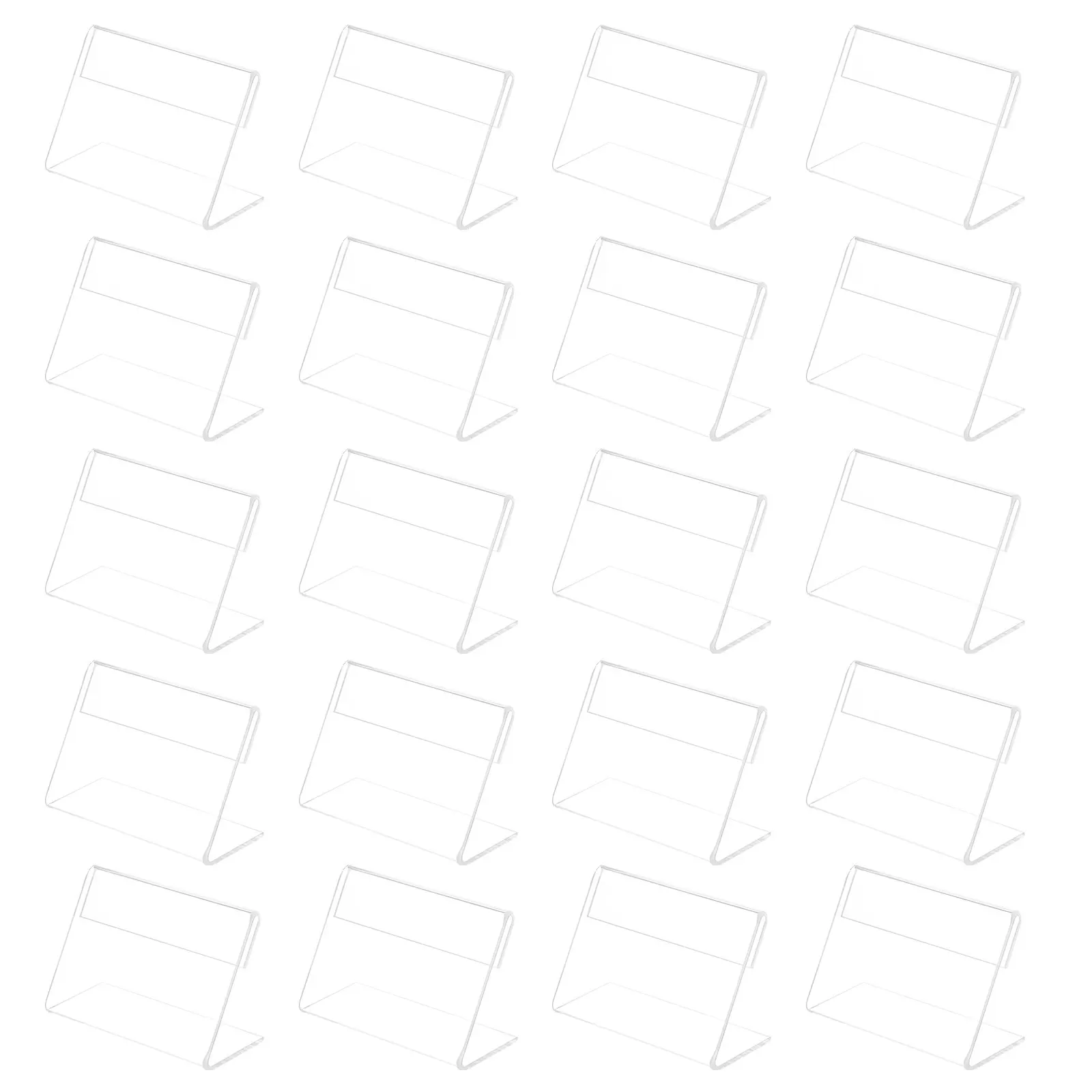 

20pcs L Shaped Acrylic Display Stand Clear Name Card Holder Table Sign Rack Price Tag Label Home Office Supermarket Store