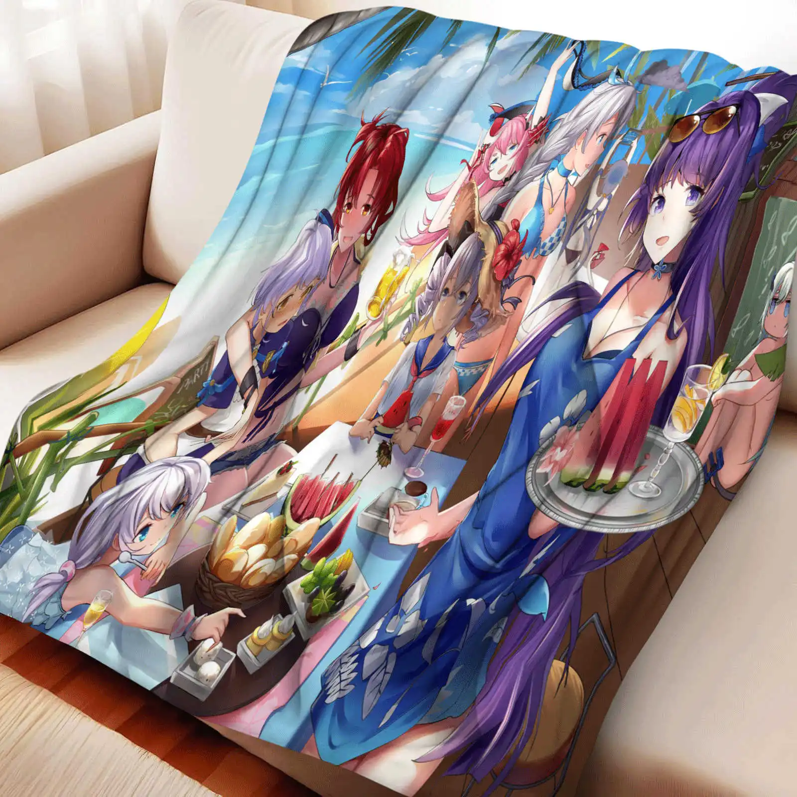 

Azur Lane Kaga Flannel Blanket Cover Warmth Multifunctional Decorative Blanket