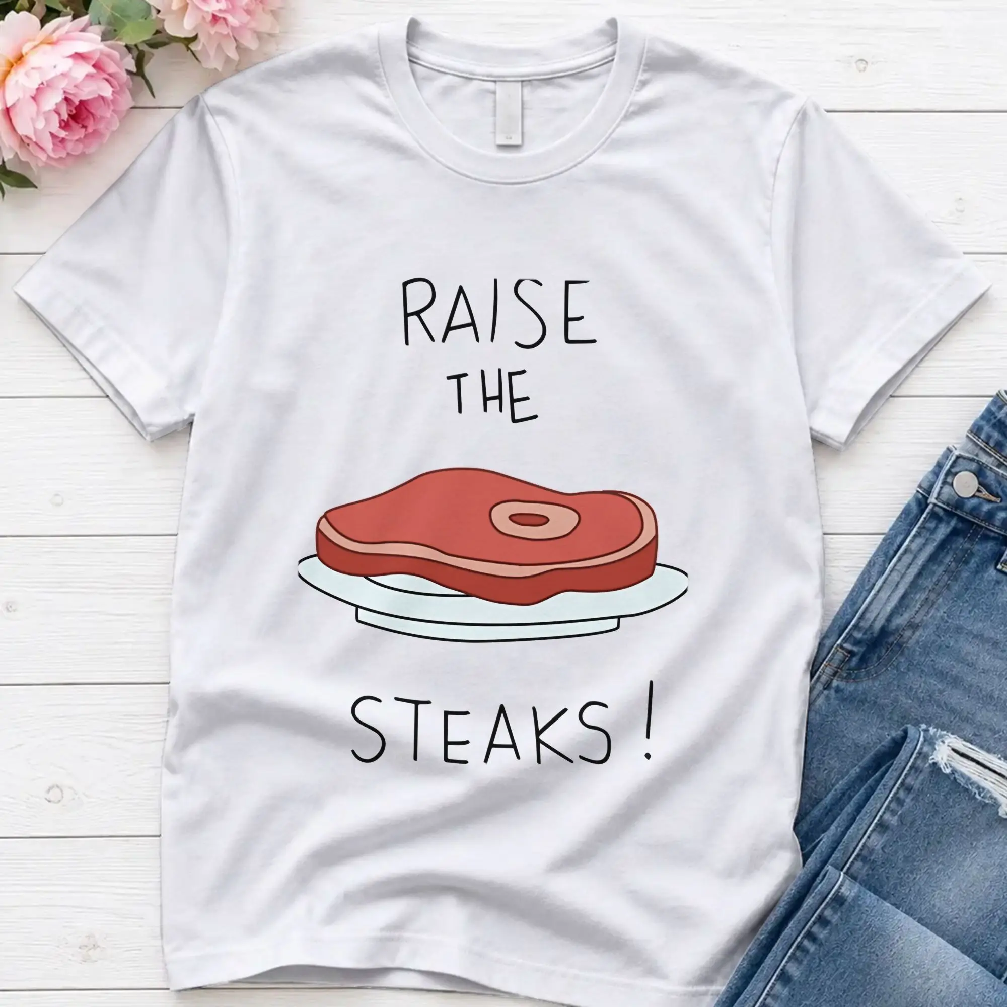 Streetwear T-Shirt Summer Raise The Steaks! Regulars Shows  Novelty T Shirts  Cotton Tee Shirt for Man Y2K Fun Short Sleeve Tops