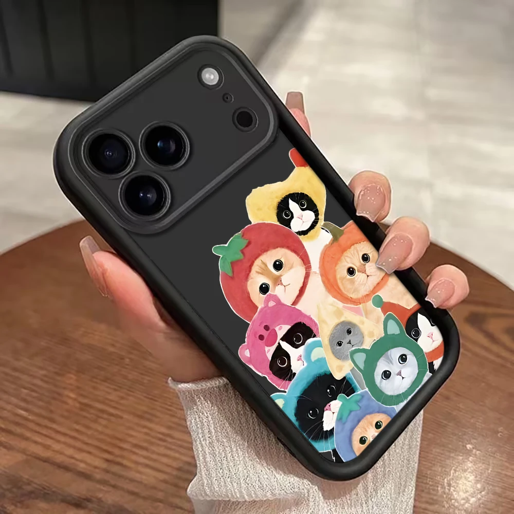 Katze in Kapuze Gurt-Seil-Handyhülle für iPhone 11 12 13 14 15 16 17 Pro Max 15 14 13 Plus 17E XR Stoßfeste Matte Silikonhülle – Detail 6
