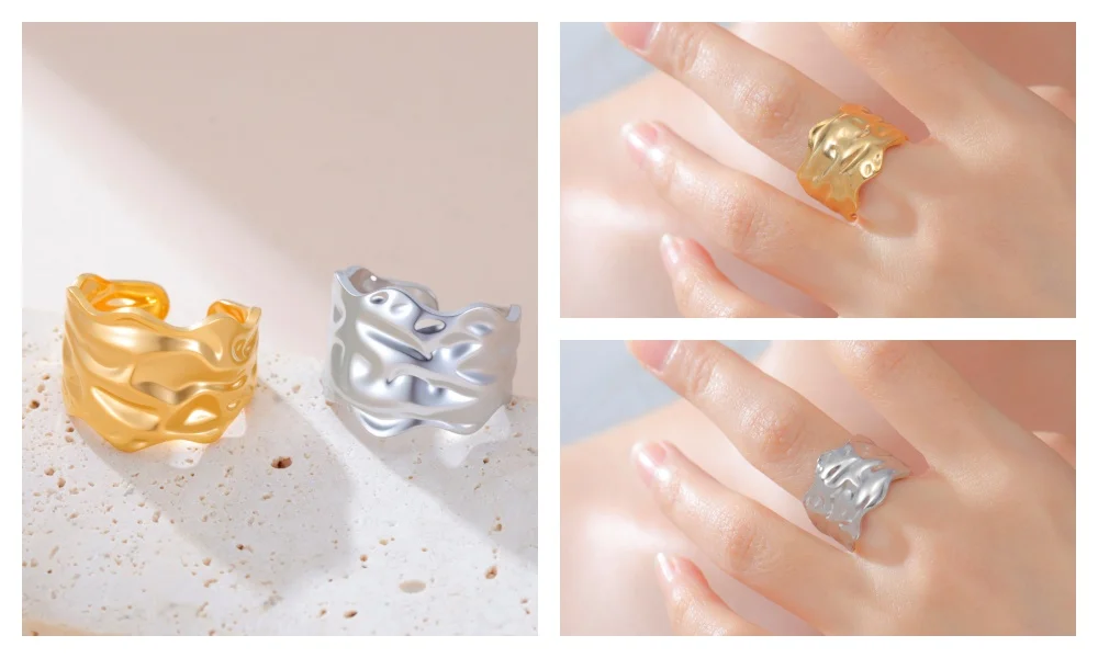 Skyrim Edelstahl Goldfarben Geometrischer Offener Ring Mode Minimalistischer Fingerring Hochzeit Party Schmuck Geschenk Großhandel – Detail 6