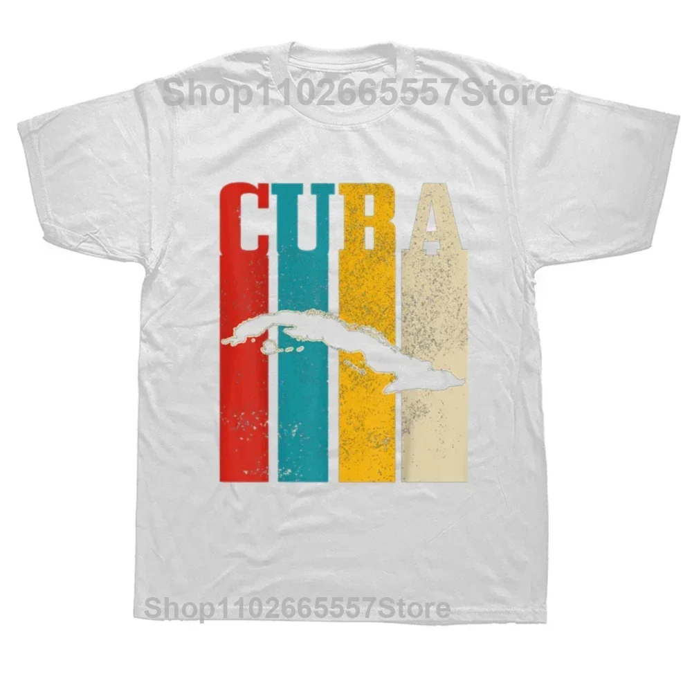 Cuba Vintage Cuban Island Map Vintage T Shirts Graphic Cotton Streetwear Short Sleeve Birthday Gifts Summer Style T-shirt Men