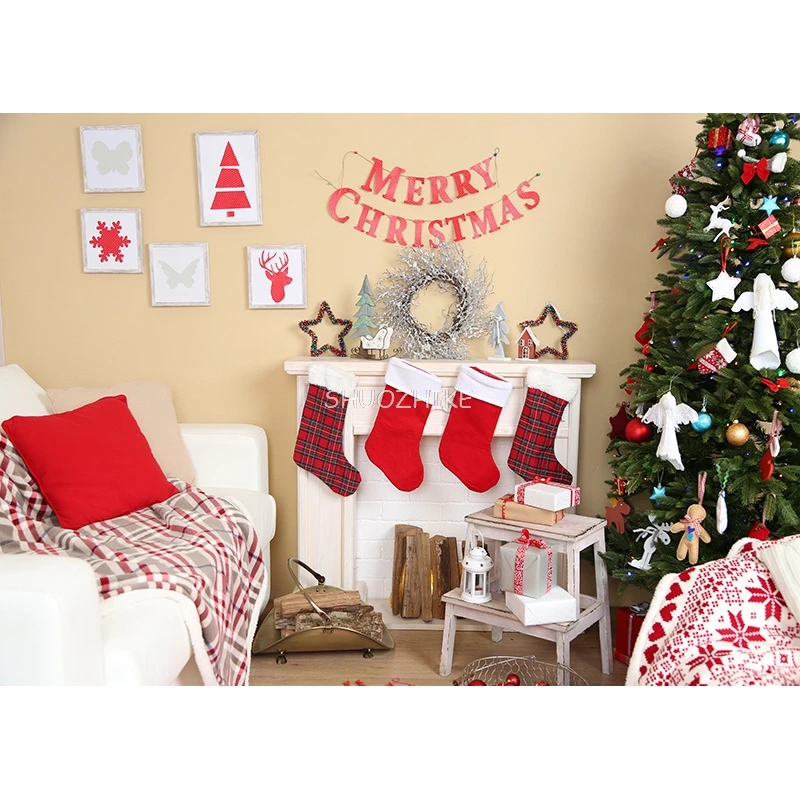 SHUOZHIKE Christmas Indoor Theme Photography Background Christmas tree Portrait Backdrops For Photo Studio Props DYH-02